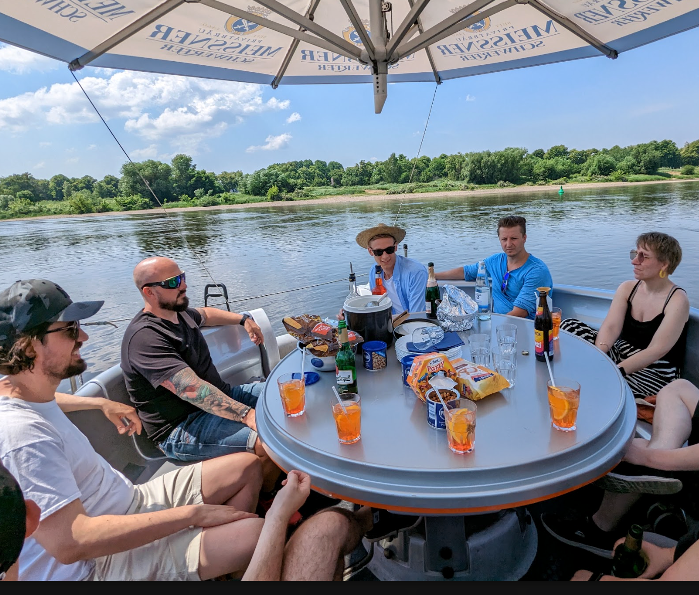 Teamevent auf der Elbe, gemeinsame Bootstour