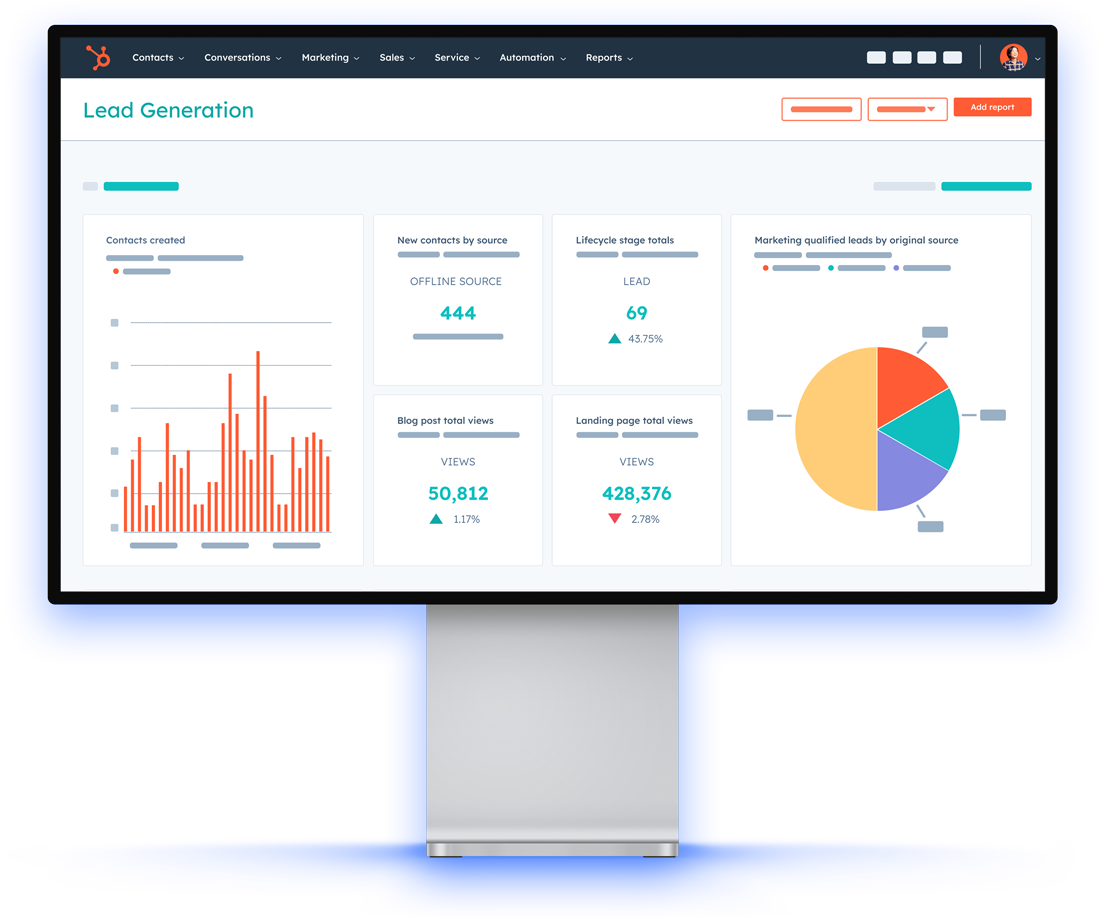 HubSpot CRM Dashboard Mockup